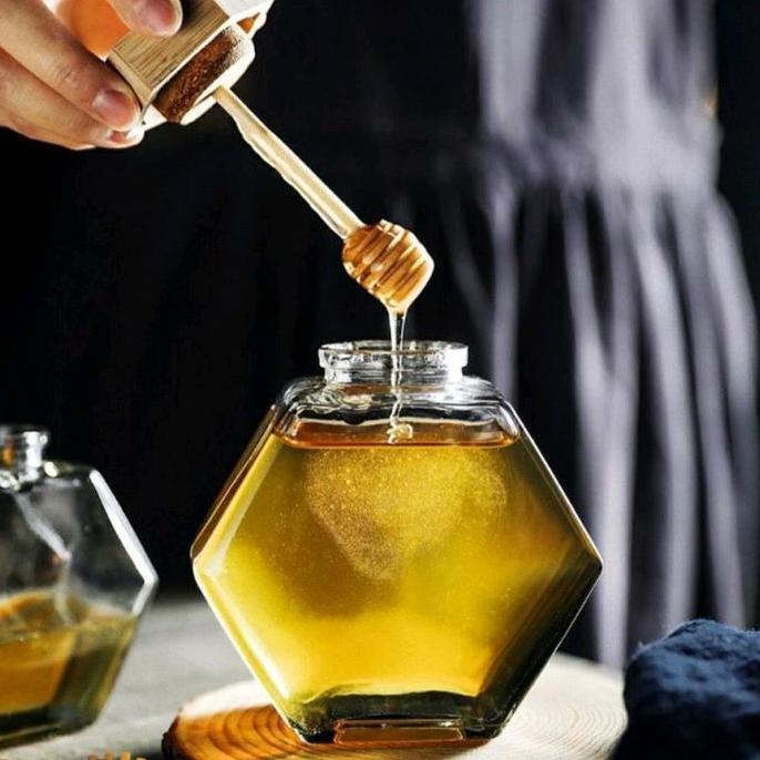 Lansungkirim- Kemasan Botol Kaca Madu Hexagonal | Hexagonal Honey Glass Jar