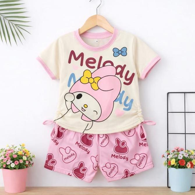 Wakeup- Valmelo Setelan Anak Perempuan/Setelan Baju Anak Cewek Motif Tali Samping