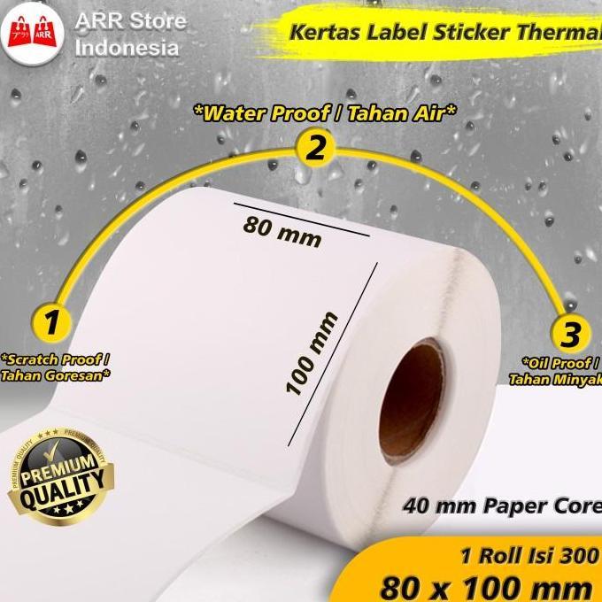 Lengkapdisini- Kertas Sticker Label Thermal Bare Kertas Printer Thermal 80X100 Mm