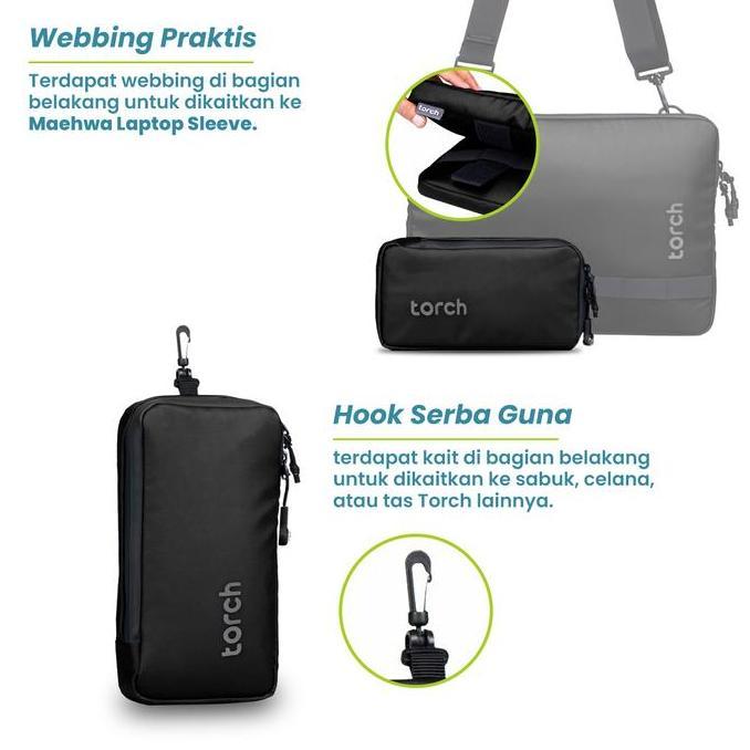 Tas Pria Torch Pouch Kabel Charger Handsfree - Travel Pouch Organizer Maehwa