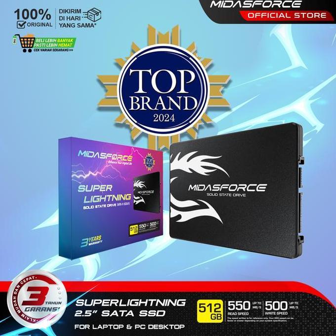 tevanikarya - ssd 512gb midasforce superlightning sata 3 6gb/s untuk laptop dan pc sata iii internal