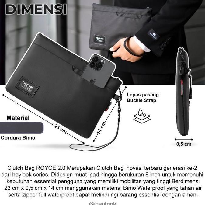 Clutch Pria Clutch Bag Royce Heylook - Pouch Bag Hand Bag Pria Wanita Waterproof