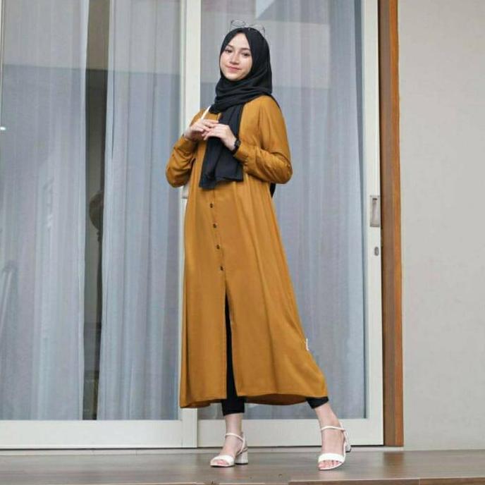 OOTD Vania Long Tunik Wanita Muslimah Hijab Kekinian Atasan Wanita Atasan Hijab Atasan Muslimah Atas