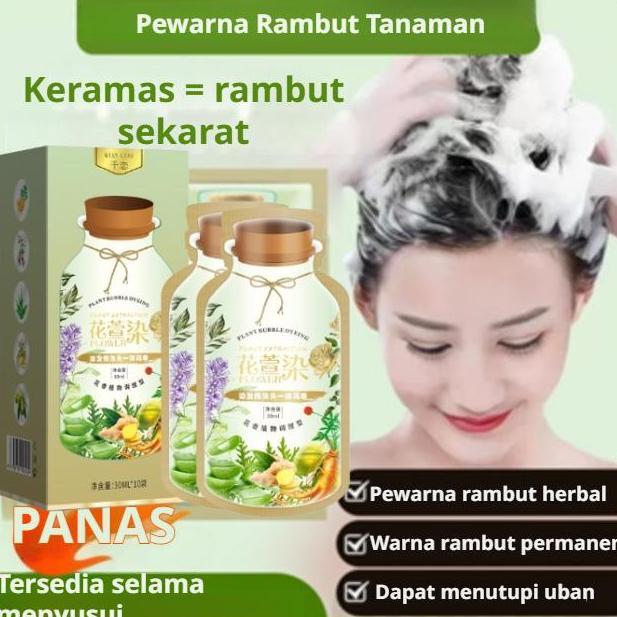 ICHENGO 10pcs Plant Extract Hair Bubble Hair Dye Bubble Shampoo Hair Color Pewarna Rambut Bubble Kor