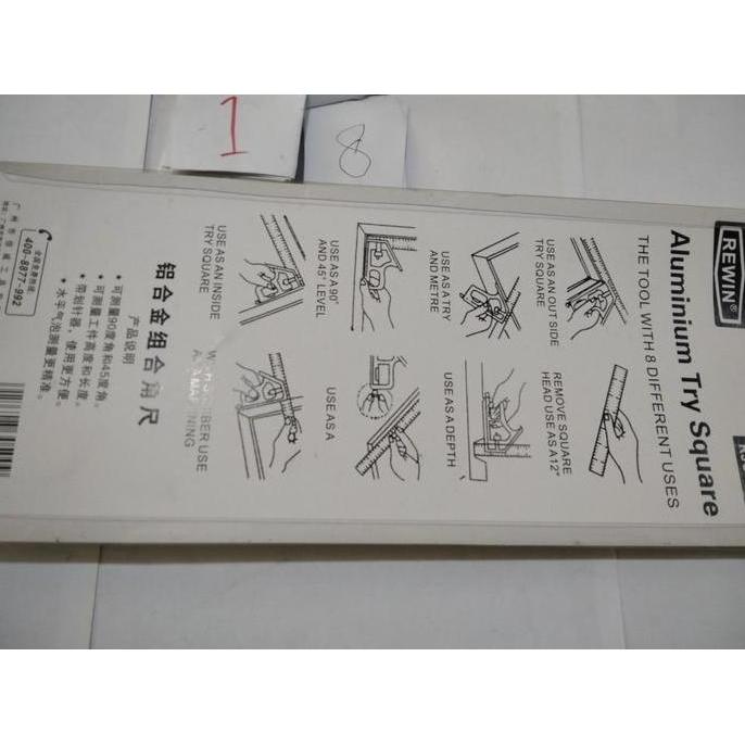 penggaris siku aluminium try square 300 mm siku tukang waterpas