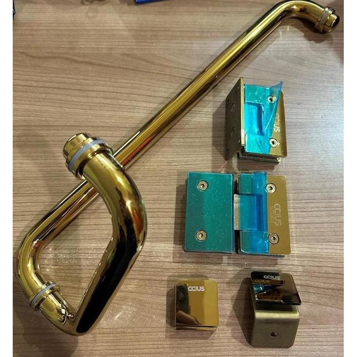 Engsel Pintu Kaca Shower Lurus 180 Derajat Emas Kilap Shower Hinge Door Glass To Glass 180 Degree Go