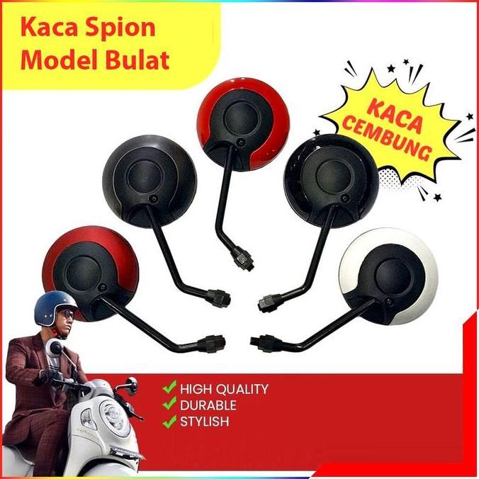 JAOPMAM Kaca Spion Motor Bulat Standar Yamaha Honda - Spion Bulat Retro - Spion Motor Scoopy Fino Fa