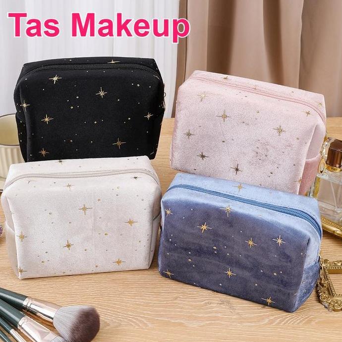 HYAKABA Tas Makeup Plush Cetak Oktagonal Tas Penyimpanan Perawatan Kulit Perjalanan Organizer PROTOK