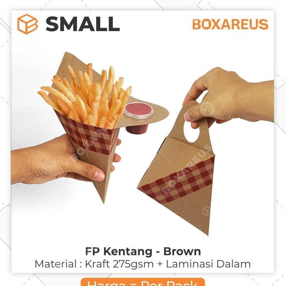 Snack Box Kentang Goreng Kemasan French Fries Dus Kraft | Fp Kentang Small Brown