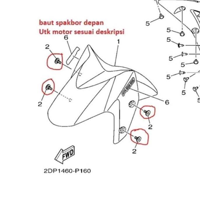 BAUT SPAKBOR DEPAN AEROX 155 NMAX LEXI ORIGINAL 90109-068A4