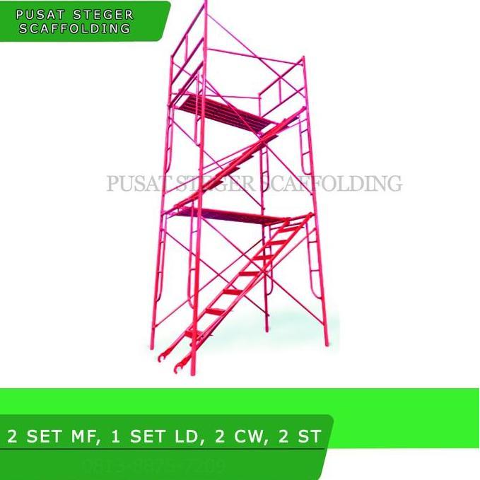 TERLARIS DUA SET SCAFFOLDING SATU SET LADDERFRAME DUA TANGGA DUA CATWALK SCAFOLDING STEGER ESTEGER K