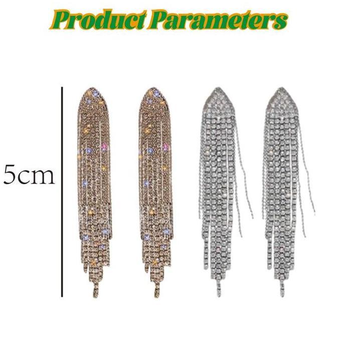 MEMATRI Anting Juntai Panjang Wanita Anting Berlian Panjang Korean Look Simple Elegan untuk Pesta Me