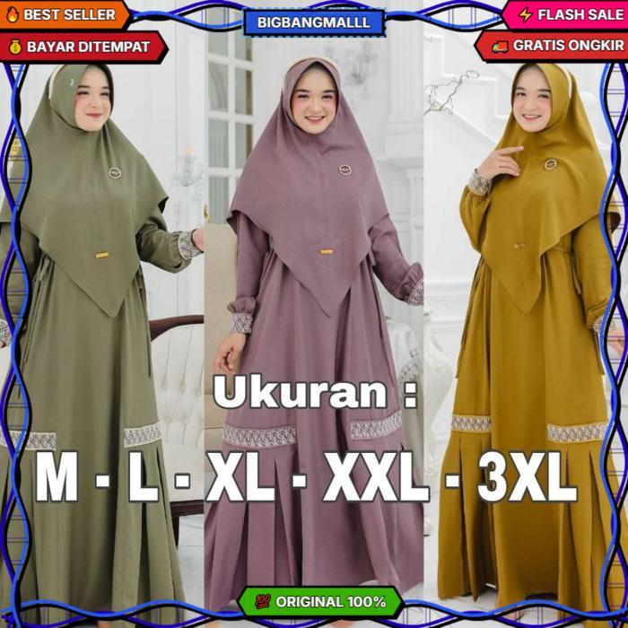 Gamis Syari Set Hijab Warohmah Syar'I Fashion Muslim Wanita Terbaru Baju Muslimah Dress Maxi Busui F