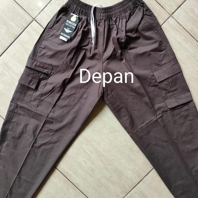 Trousers- Celana Panjang Pria#Laki Laki#Cargo#Kantong Kantong#Pinggang Karet#Pinggang Elastis#Celana