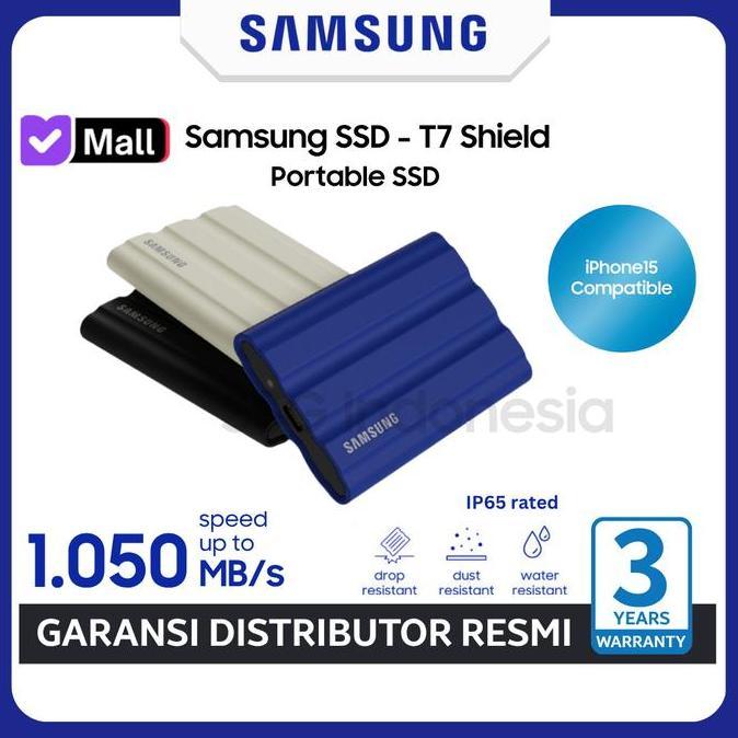 Samsung SSD Portable T7 SHIELD 1TB / 2TB / 4TB External SSD Eksternal Type C - Garansi 3 Tahun