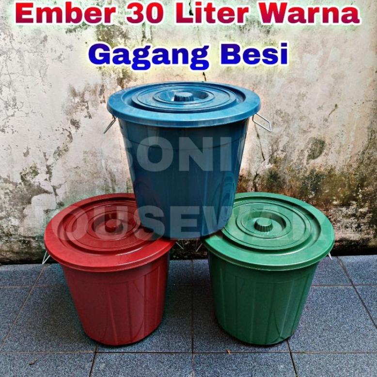 ARKAISGALERI EMBER 30 LITER TUTUP TONG GENTONG EMBER TIMBA MANDI AIR CUCI TANGAN TERAS BALKON MURAH 