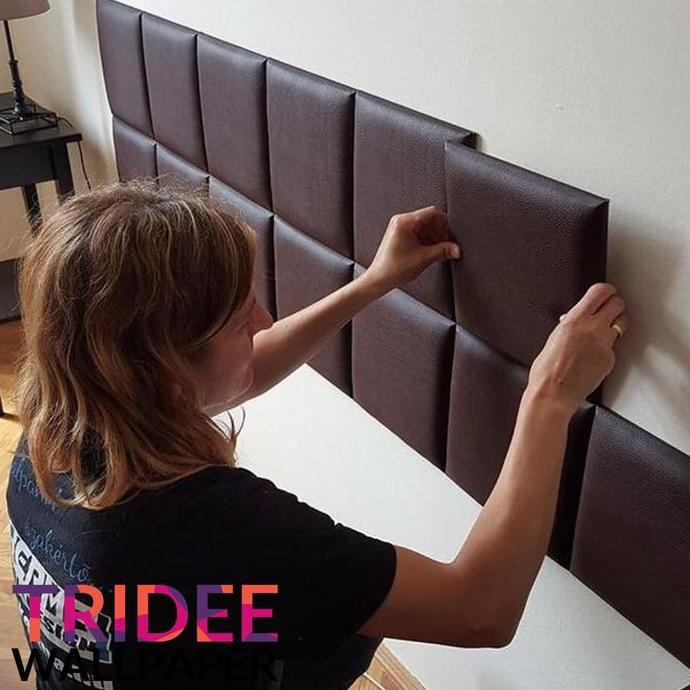 Leather Headboard Wallpanel Sticker | Panel Kulit Kasur Stiker Dinding