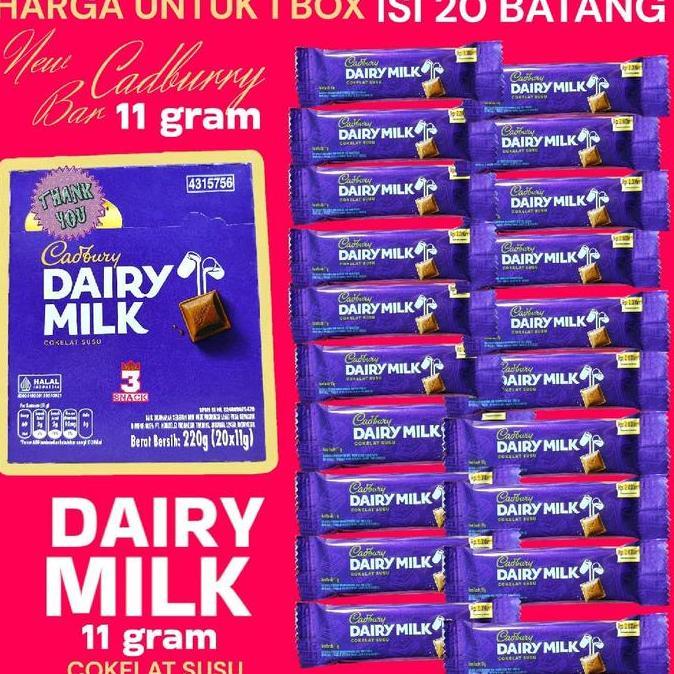 VERBANDAA - COKLAT CADBURY DAIRY MILK 11G 1 BOX ISI 20 PCS