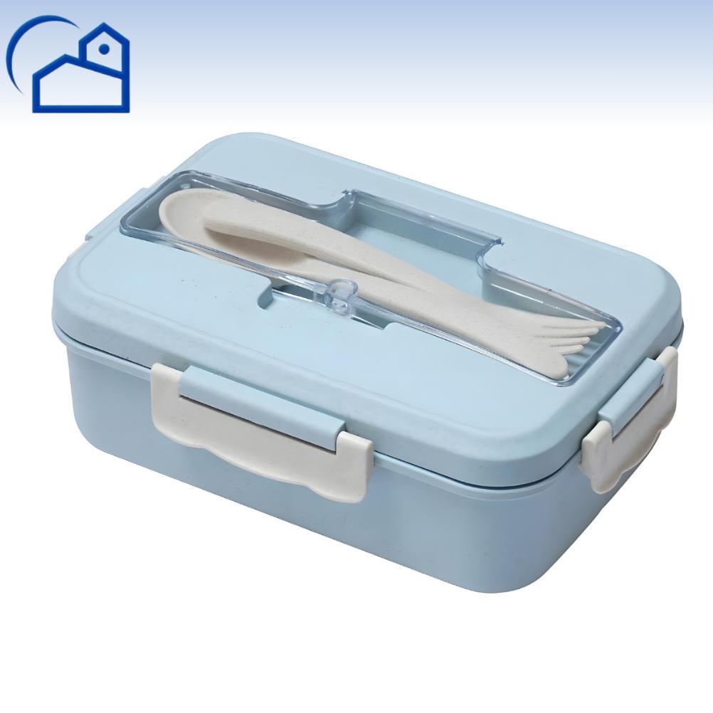 NEW Lunch Box Set Kotak Makan Bekal 1L Free Sendok Garpu Set 31003 Plastik Jerami Tebal Praktis