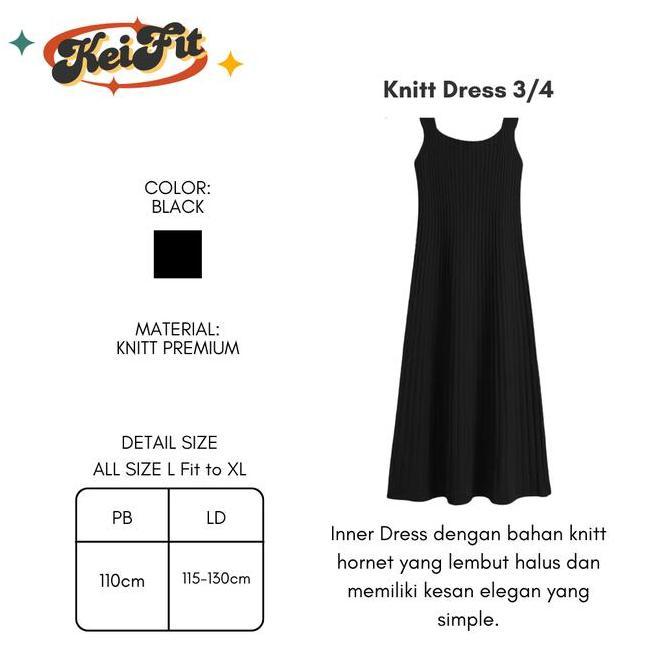 FLASH SALE Set 2in1 Ellie Setelan Kekinian ala Korea - Inner Dress Hitam dan Sweater rajut Silang im