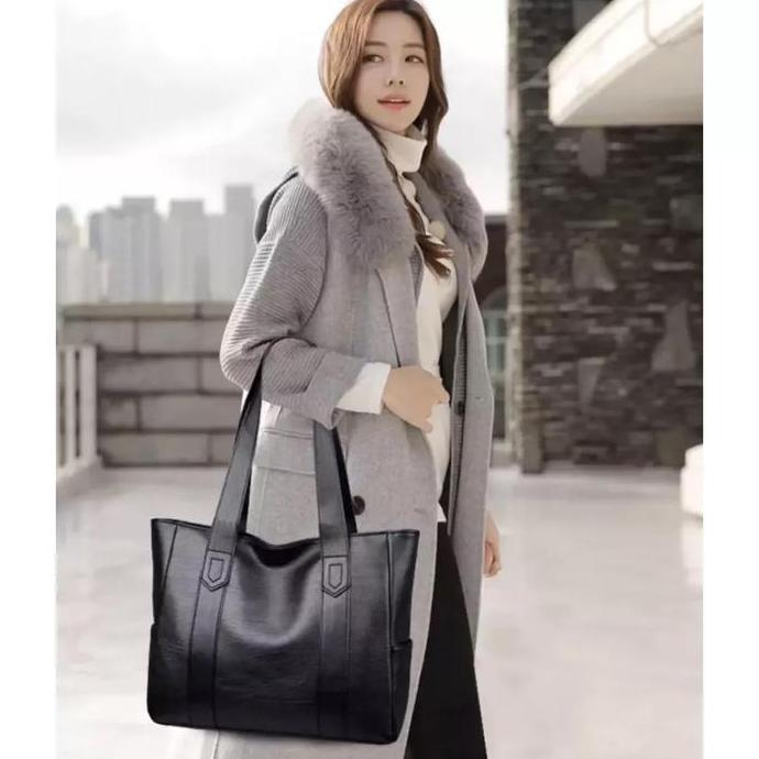 JUAL TAS ToteBag Wanita Kekinian ( COD) Tas Bahu Wanita Kulit Kapasitas Besar Tote Bag Kulit Wanita 