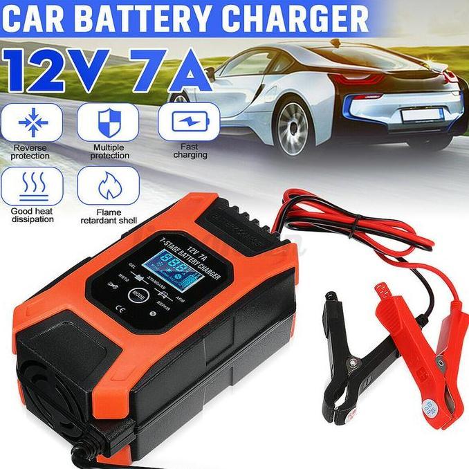 CHARGER AKI MOBIL MOTOR | CAS AKI OTOMATIS 12V 7A 120AH WITH LCD RESTOCK