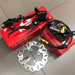 Paketan Master Rem RCB E3 14mm Kotak Set Kanan Kiri Kopling+Kaliper RCB S Series 2 Piston Depan+Sela