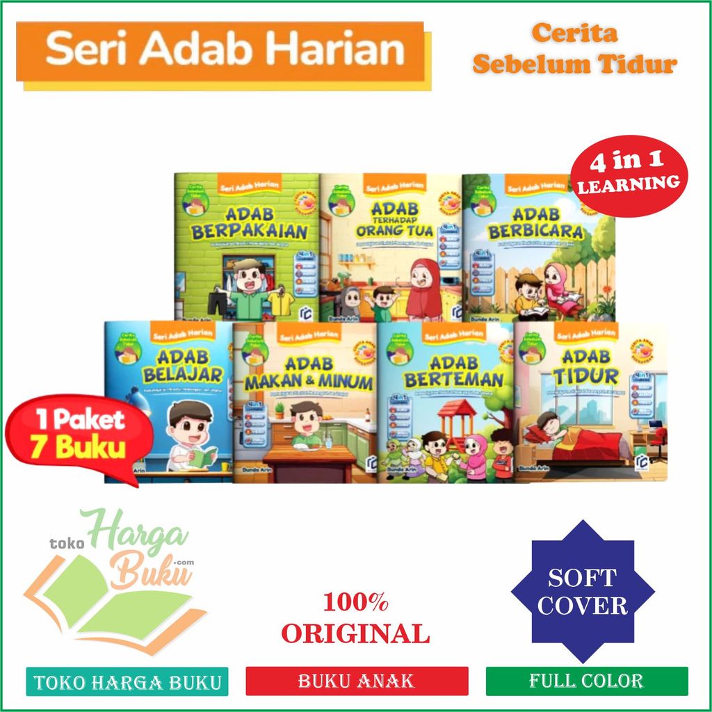 Foto Seri Adab Harian ISI 7 Buku 800++ Worksheet Original FULL COLOR Buku Cerita Anak Bergambar Belajar Adab Sehari-hari Aqwam - Intan Cemerlang