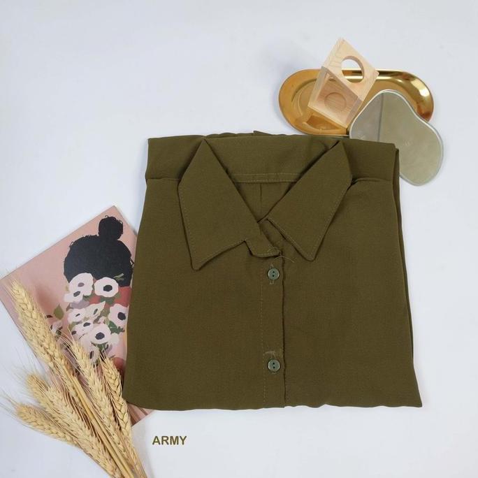 STYLE FASHION kemeja monalisa wanita polos lengan panjang Hitam Putih / kemeja otd / kemeja harian w