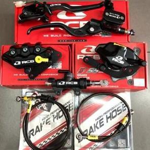Paketan Master Rem RCB E3 14mm Set Kanan Kiri Kopling + Kaliper Depan Belakang S 2 Piston R55 + Tonj