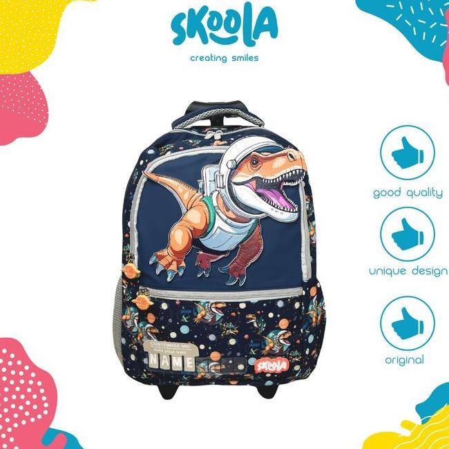 Skoola Tas Anak Trolly Sekolah Sd Laki Laki Custome Name 3D Trolly Finzi Yozi