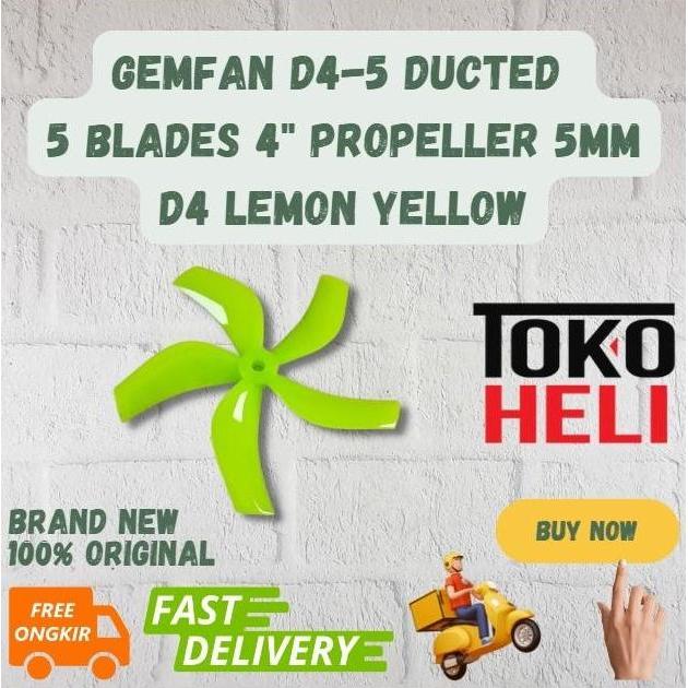 TERLARIS GEMFAN D4-5 DUCTED 5 BLADES 4" PROPELLER 5MM D4 LEMON YELLOW