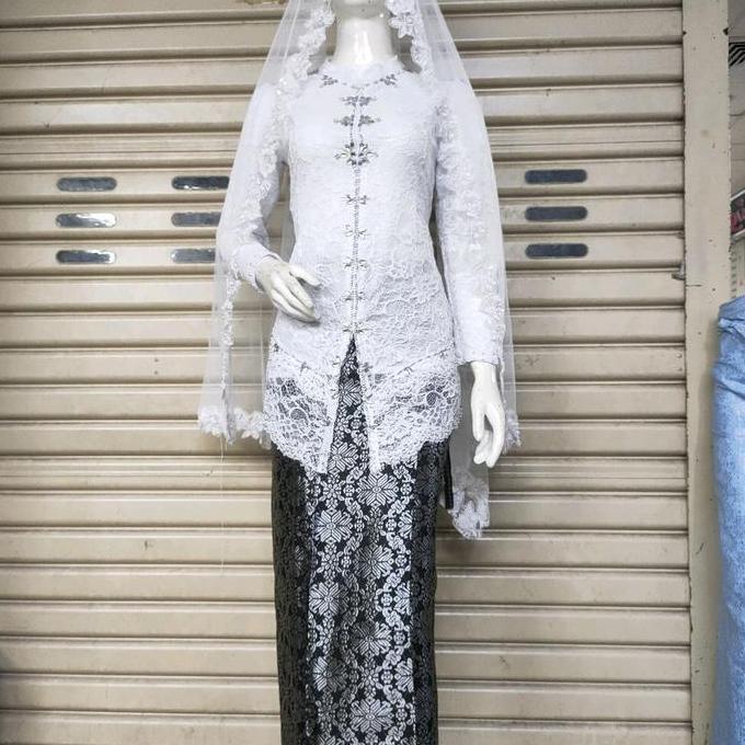 bariyahseller51 - set kebaya akad livia payet selendang/ tunik akad busui songket lilit/ baju akad t