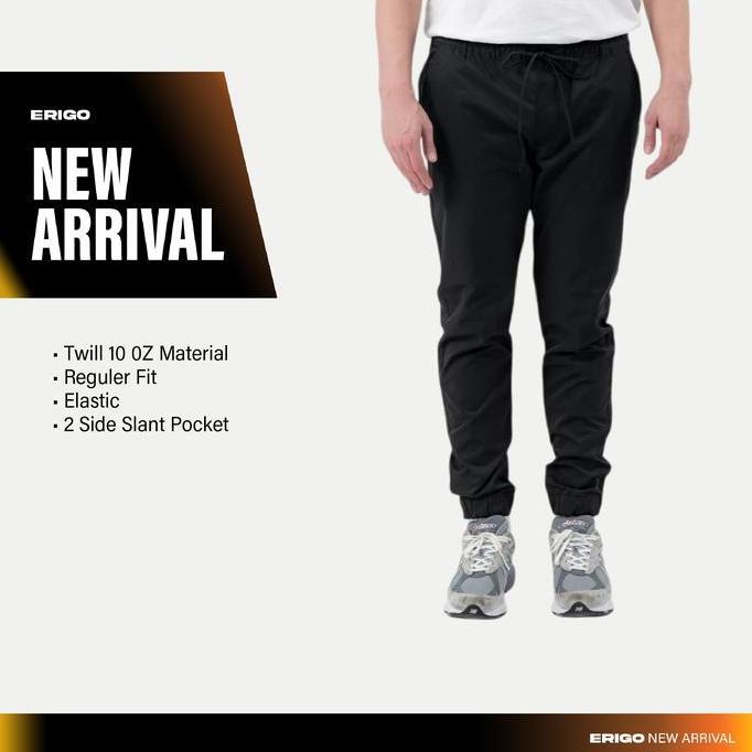 RIYANDEM_ - ERIGO JOGGER PANTS FLEXI FIT GAUS BLACK - CELANA PANJANG JOGGER UNISEX