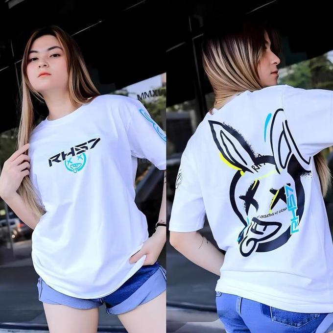 DISKON SPECIAL  Kaos Distro RacingHell Kelinci Hitam PutihLengan Pendek Pria Wanita Keren DISKON SPE