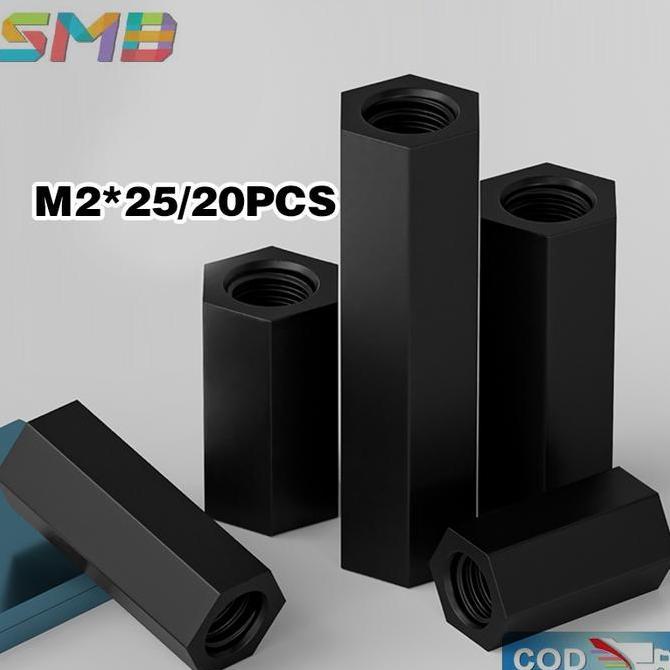 OTNEUDA Nylon Spacer M2 25mm-Hex Standoff Spacer 20pcs-Plastik Penyangga PCB Dudukan