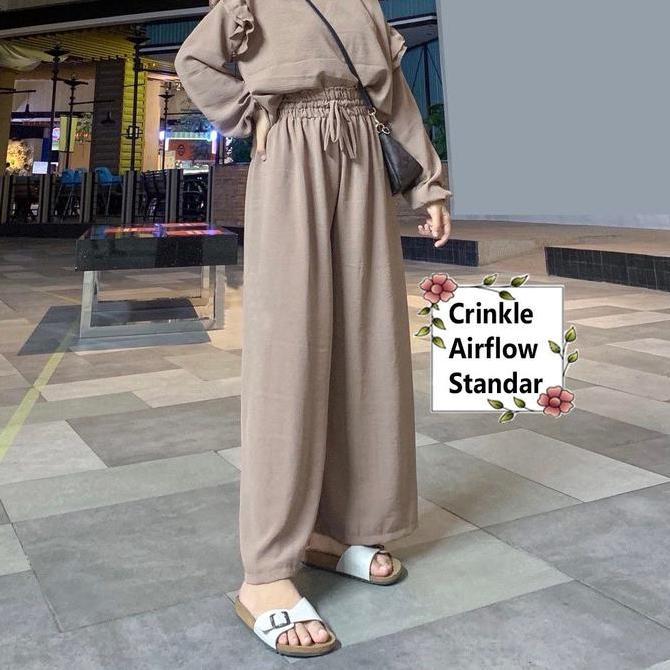Wokex- Raden | Celana Kulot Crinkle Airflow Ruby Pants Highwaist Jumbo