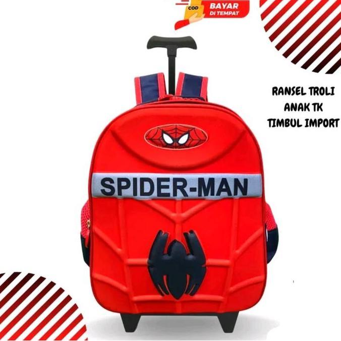 Abak- Tas Anak Troli Laki Laki Tk/Tas Dorong Anak Tk/Tas Ransel Troli Tk/Tas Troli Anak Batman Tk/Ta