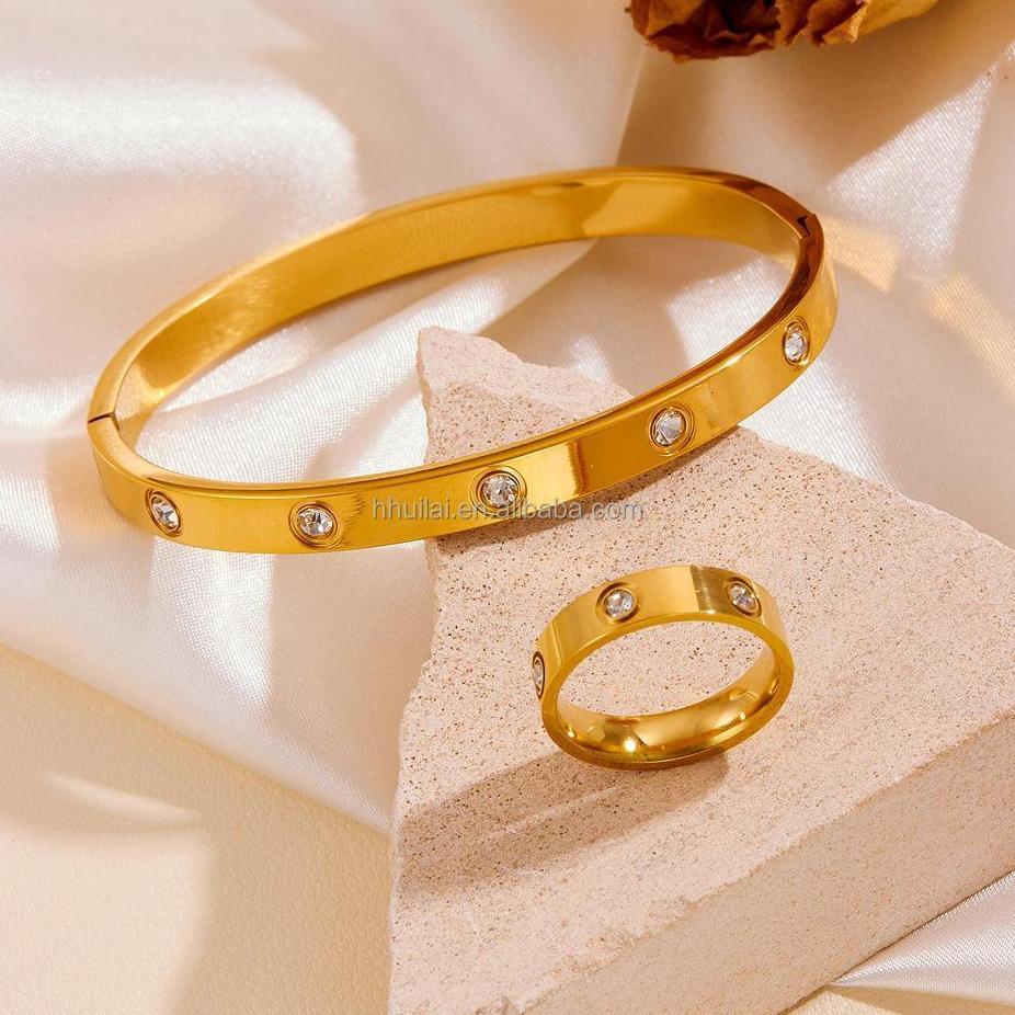 Gelang Dan Cincin Slim Titanium Bangle Anak Dan Dewasa Model Polos Dan Permata Aksesoris Fashion