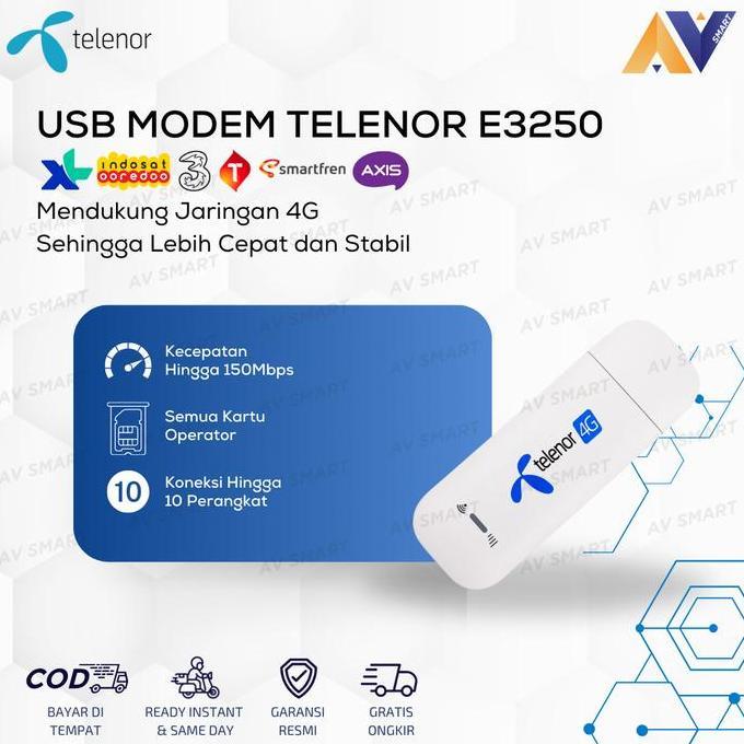 TERLARIS USB MODEM 4G LTE WINGLE TELENOR E3250 WITH WIFI HOTSPOT