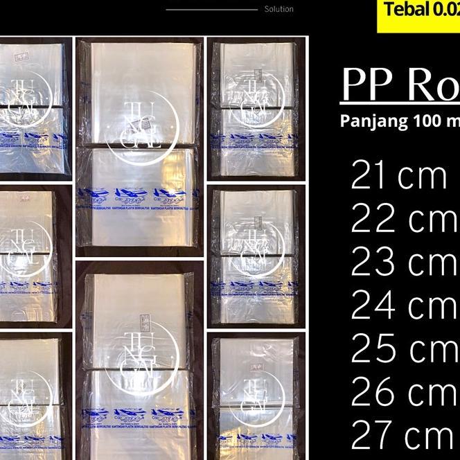 Plastik Pp Roll Cap Jet - Panjang 100 Meter, Tebal 0.02 Mm. Plastik Transparan Bening; Plastik Roll 