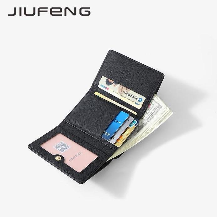 JIUFENG Dompet Wanita Pendek Ritsleting Serbaguna Dilipat Dompet Koin