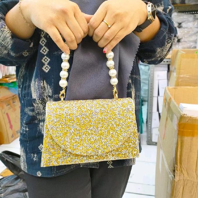 tali jingjing buat tas pesta mutiara mewah