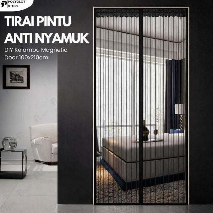 VINENNI Tirai Pintu kamar / Tirai Magnet Anti Nyamuk Kawat Nyamuk Hordeng Pintu Anti Nyamuk 100x210c