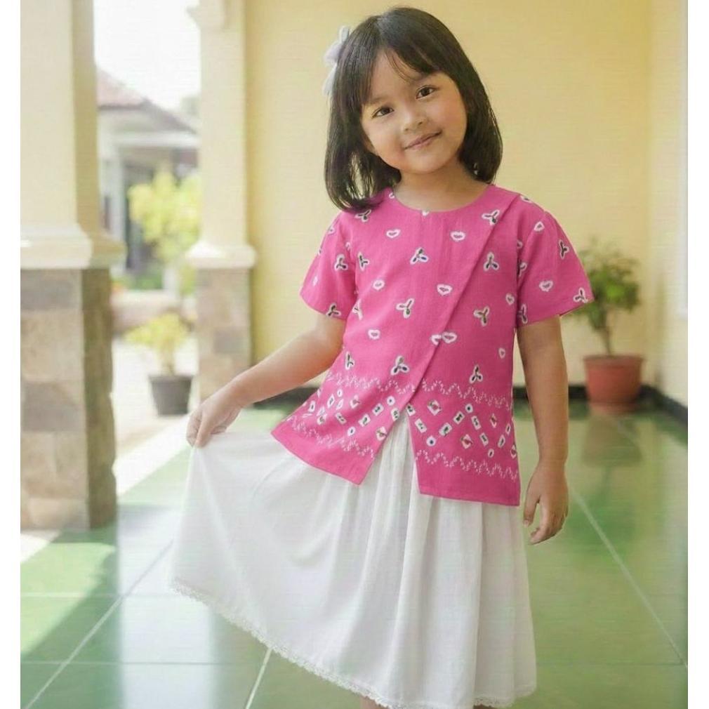 Flash Sale Atasan Batik Anak Perempuan Motif Jumputan.Blus Batik Anak Perempuan.Baju Batik Anak Pere