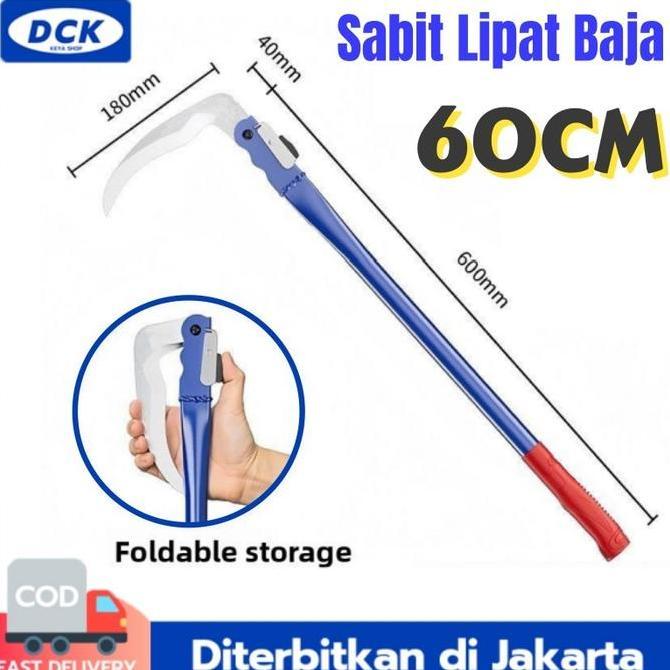 AQZEVUN 60CM Sabit Lipat Baja  / Arit Potong Rumput & Padi / Alat Pertanian Kebun /Sabit Arit Lipat 