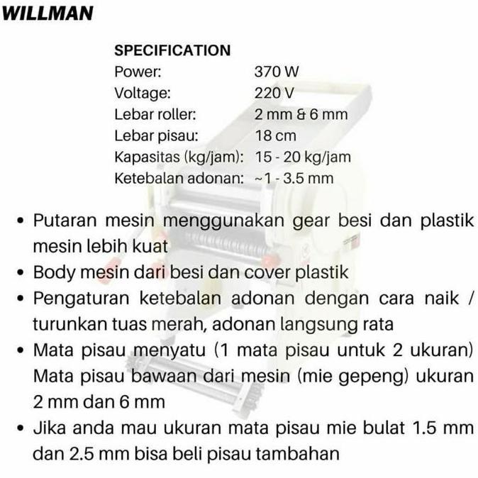 Ikapp99 - Willman Dhh 180 Gilingan Mie Gear Besi Noodle Maker Pastel Molen