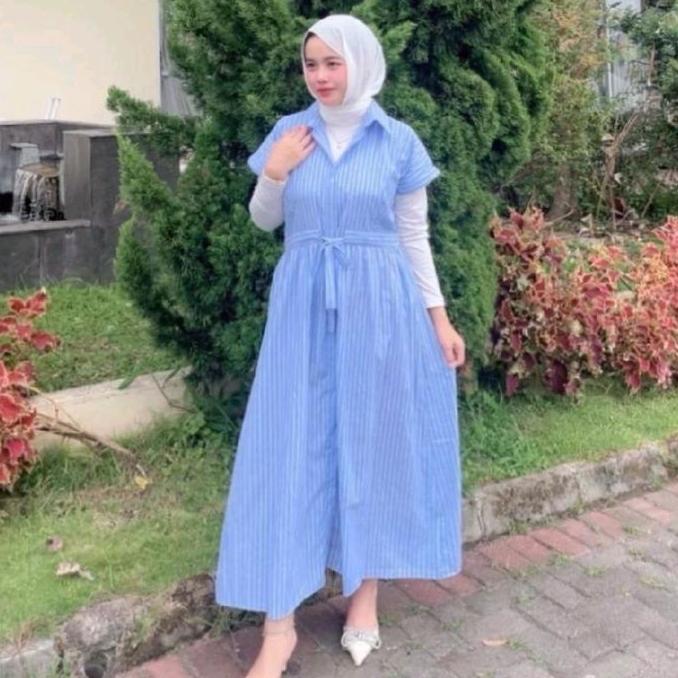 HARGA PRODUK Padaidi Midi Dress Wanita Bahan Yandet Sleeveless Gaun Katun Lyodra dengan Tali Pinggan
