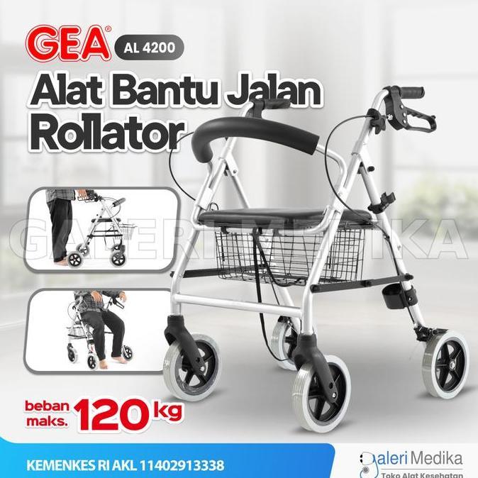 Gea Rollator Al-4200 Alat Bantu Jalan / Walker Duduk Roda Lansia