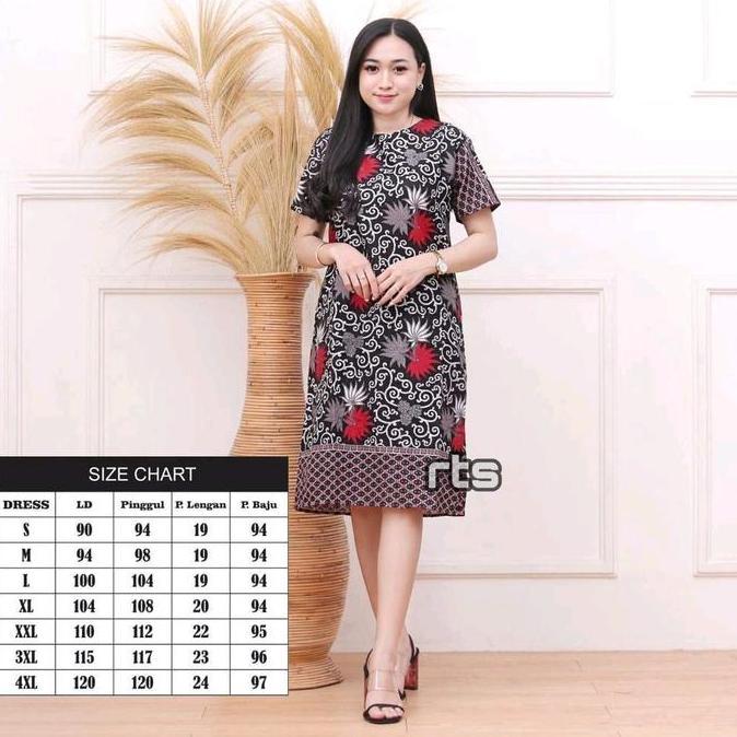DISKON Dress batik wanita baju batik wanita Katun Bunga Motif Casual Pendek DISKON